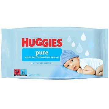 Дитячі вологі серветки Huggies Pure для немовлят, 56 шт 1164329 фото