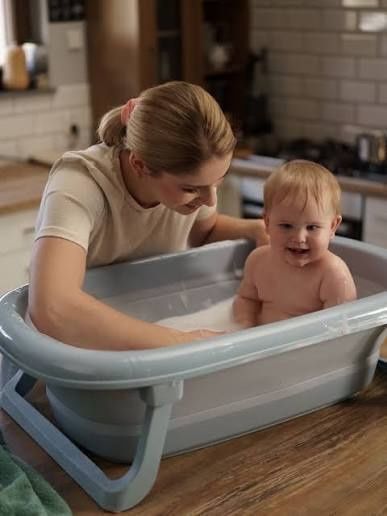 Складна ванночка з індикатором температури Tega Baby, блакитна FB-004-108 фото